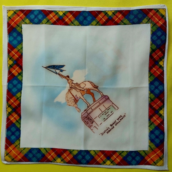 Vintage Scottish Handkerchief Souvenir scarf  Scotia's Boast Hawick Callants - Picture 1 of 12